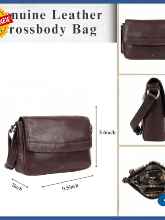 Genuine Leather Crossbody Bag with Adjustable Strap - Medium Size - Picture 3 of 7